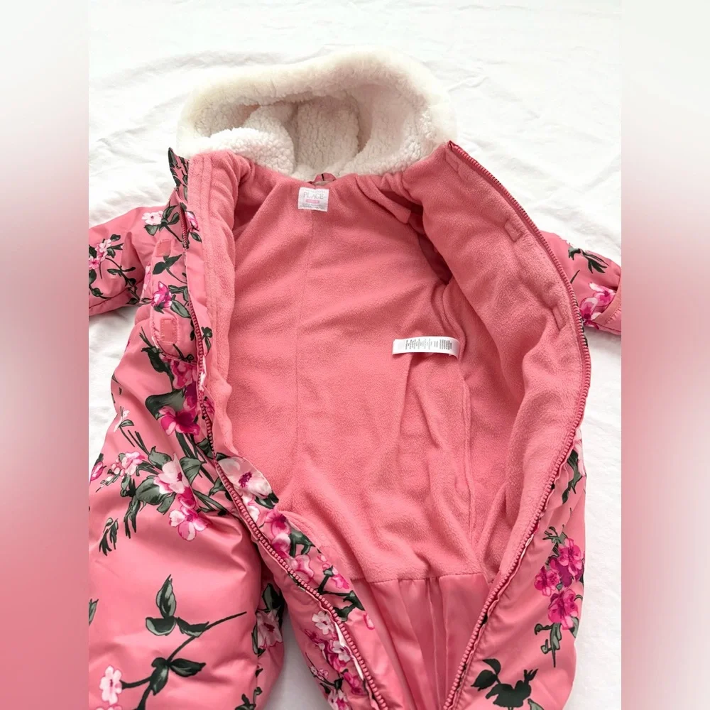 The Children’s Place Pink Floral Baby Bunting Snow Suit | 9-12m | Nearly New